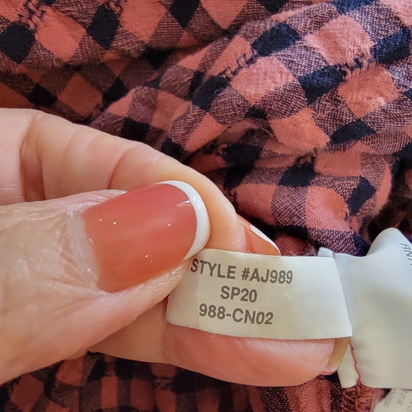 Madewell corrier  button back short sleeve plaid top blouse size M AJ989 - Picture 8 of 11